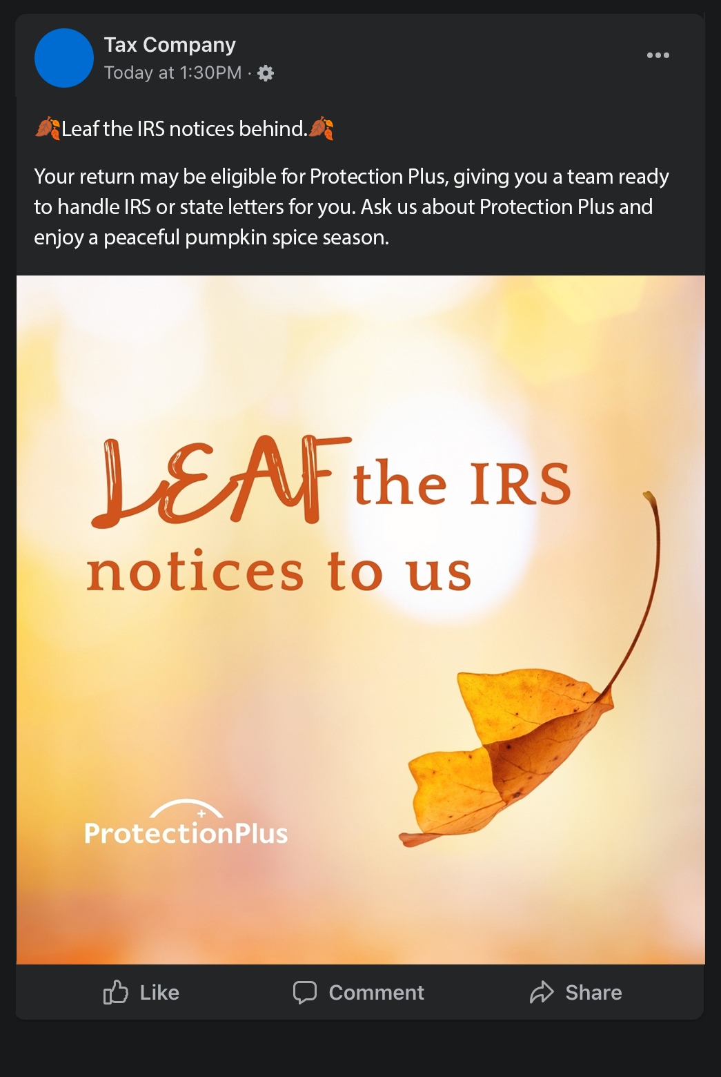 Leaf the IRS Notices to Protection Plus
